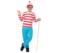Smiffys Où est Charlie ? Costume, Rouge et blanc, avec haut, pantalon, lunettes et chapeau