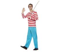 Smiffy's Costume Où est Charlie ? Rouge et blanc – haut, pantalon, lunettes et chapeau – Halloween