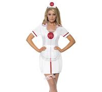 Smiffy's Déguisement Panoplie d'infirmière avec calot, jarretière et tablier, Halloween Carnaval