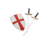 Smiffys Panoplie du chevalier des croisades, avec deux épées et bouclier, 50cm / 20in Halloween