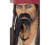 Smiffys Panoplie moustache et barbe pirate, noire, moustache et barbe Halloween