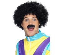 Smiffy's Panoplie Scouser – perruque bouclée et moustache – noire