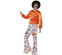 Smiffys Pantalon à pattes d’éléphant cool années 60, homme, multicolore Halloween, Carnaval