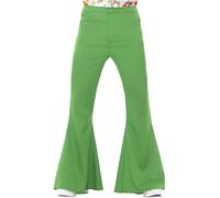 Smiffys Pantalon pattes d'éléphant années 60, vert, homme Halloween