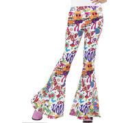 Smiffys Pantalons Évasés Groovy Femme Multi-Couleurs Rétro Disco 60s 70s UK