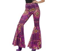 Smiffys Pantalons pattes d'éléphant, rose, psychédélique style, femme Halloween