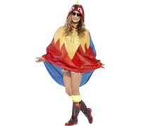 Smiffys Parrot Party Poncho, Red