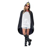 Smiffy's Poncho de fête Manchot noir et blanc avec sac à cordon Halloween