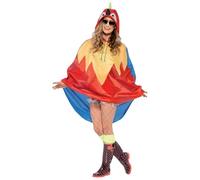 Smiffys Party Poncho Perroquet, avec le sac de Cordon