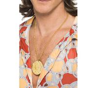Gold Metal Medallion On Chain, Male One Size Doré