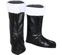 Smiffys - Père Noël unie homme/femme - Couvre-bottes, design de Noël - PVC, polyester SM539 (Taille unique) (Noir/Blanc)