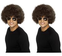 Smiffys Perruque afro funky des années 70, brune, 120g Halloween (Lot de 2)