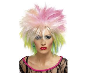 Smiffys Perruque attitude années 80, Multicolore, Coupe courte et en brosse Halloween
