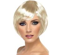 Smiffys Perruque bimbo, blonde, cheveux courts avec frange Halloween, Carnaval