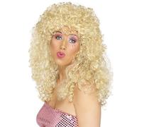 Smiffy's Perruque Bimbo Boogie – blonde, cheveux longs bouclés – Halloween, Carnaval