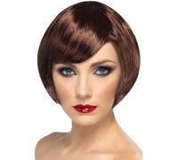 Smiffys Perruque bimbo, brune, cheveux courts avec frange Halloween