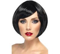 Smiffys Perruque bimbo, noire, cheveux courts avec frange Halloween