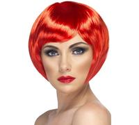 Smiffys Perruque bimbo, rouge, cheveux courts avec frange