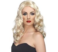 Smiffys Perruque chic glam blonde, cheveux longs et ondulés Halloween, Carnaval
