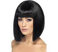 Smiffys Perruque coquette, noire, cheveux courts avec frange
