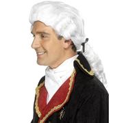 Smiffys Perruque courtisan, blanche, avec ruban noir et bouclettes Halloween