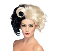 Smiffys Perruque dame diabolique, Noir et blonde, Deluxe Halloween