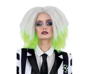Smiffys Perruque de Beetlejuice, Cheveux mi-longs ondulés Halloween, Carnaval