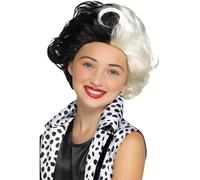 Smiffys Perruque de Cruella, Noir et blanc, Enfants Halloween