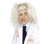 Smiffys Perruque de fou, grise, crâne dégarni Halloween, Carnaval