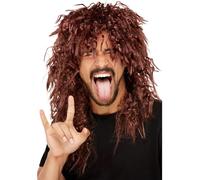 Smiffys Perruque de hard rocker, Marron, Ébouriffé long