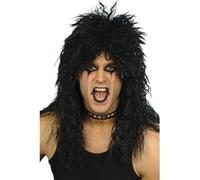 NET TOYS Perruque Rockeur Kiss | Perruque pour Homme Noir | Cheveux Carnaval Punk | Perruque Star du Rock