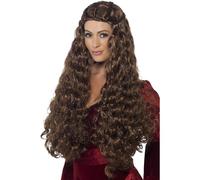 Perruque Longue Princesse Médiévale Marron Femme, Marron