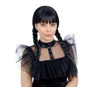 Smiffys Perruque d'élève gothique pour adultes, avec tresses et frange Halloween