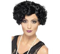 Smiffys Perruque délurée sexy des années 20, noire, cheveux courts Halloween