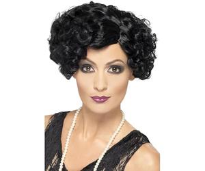 Smiffys Perruque délurée sexy des années 20, noire, cheveux courts Halloween