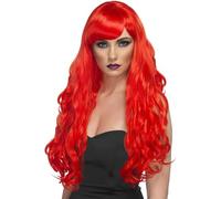 Smiffys Perruque désir, rouge, cheveux longs, bouclés avec frange Halloween