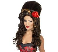 Smiffys Perruque détox, brune, large ruche Halloween, Carnaval