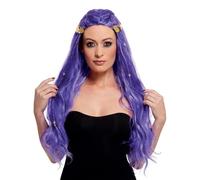 Smiffys Perruque diseuse de bonne aventure, Violet, avec des pièces Halloween, Carnaval