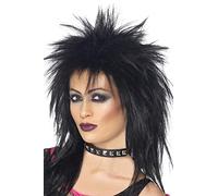 Smiffy's Perruque Diva du rock – Noire – Nuque longue – Halloween, Carnaval