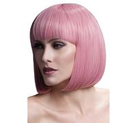 Smiffys Perruque Elise collection Fever, rose pastel, carré lisse avec frange, 33cm / 13in Halloween, Carnaval
