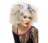 Smiffys Perruque enfant sauvage des années 80, blonde, cheveux courts, bouclés avec nœud Halloween