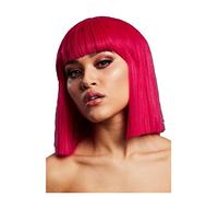 Smiffys Perruque Fever Lola, Rose Magenta, Carré droit avec frange, 30cm/ 12 pouces