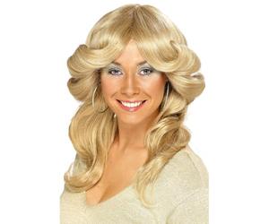 Smiffys Perruque films années 70, Blond, Long, ondulé et dégradé Halloween