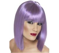 Smiffys Perruque glam, lila, cheveux courts, dégradés avec frange