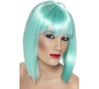 Smiffys Perruque glam, turquoise fluo, cheveux courts, dégradés avec frange