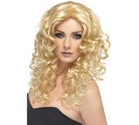 Smiffys Perruque glamour, blonde, cheveux longs, bouclés Halloween