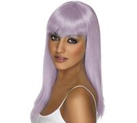 Smiffys Perruque glamourama, lila, cheveux longs, lisses avec frange Halloween