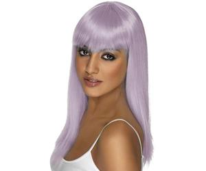 Smiffys Perruque glamourama, Lila, Cheveux Longs, Lisses avec Frange Halloween