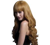 Smiffys Perruque Isabelle collection Fever, châtain, longues boucles soyeuses avec frange, 66cm / 26in Halloween