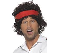 Smiffy's Perruque joueur de tennis des années 80 avec bandeau